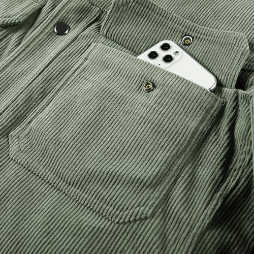 XYGJZ Men's Corduroy Jacket Sherpa Lined Turn-Down Collar Trucker Jackets4