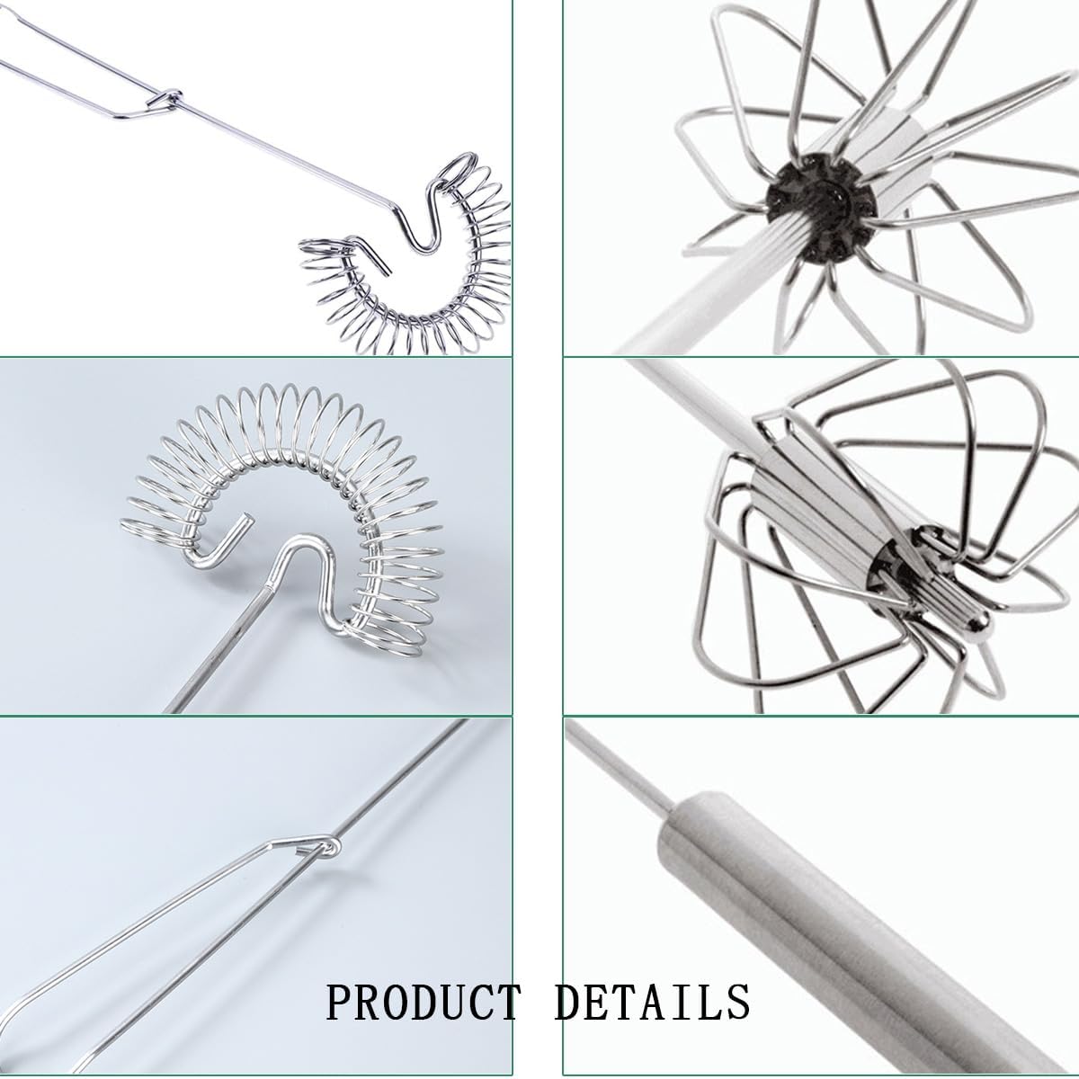 3 Pack Stainless Steel Egg Whisk Versatile Easy Whisk Hand Push Rotary Milk Frother Cooking Beater Manual Mixer for Beating Eggs Mixing Whipping Smoothies Shakes (2 Styles) - Image 3