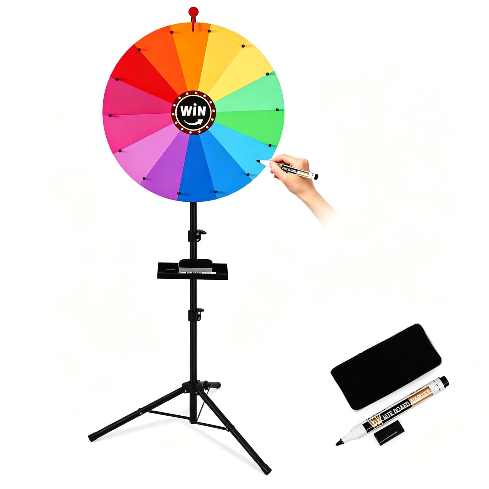 Spinning Prize Wheel, 24 Inch 14 Segment Prize Wheel with Marker & Eraser