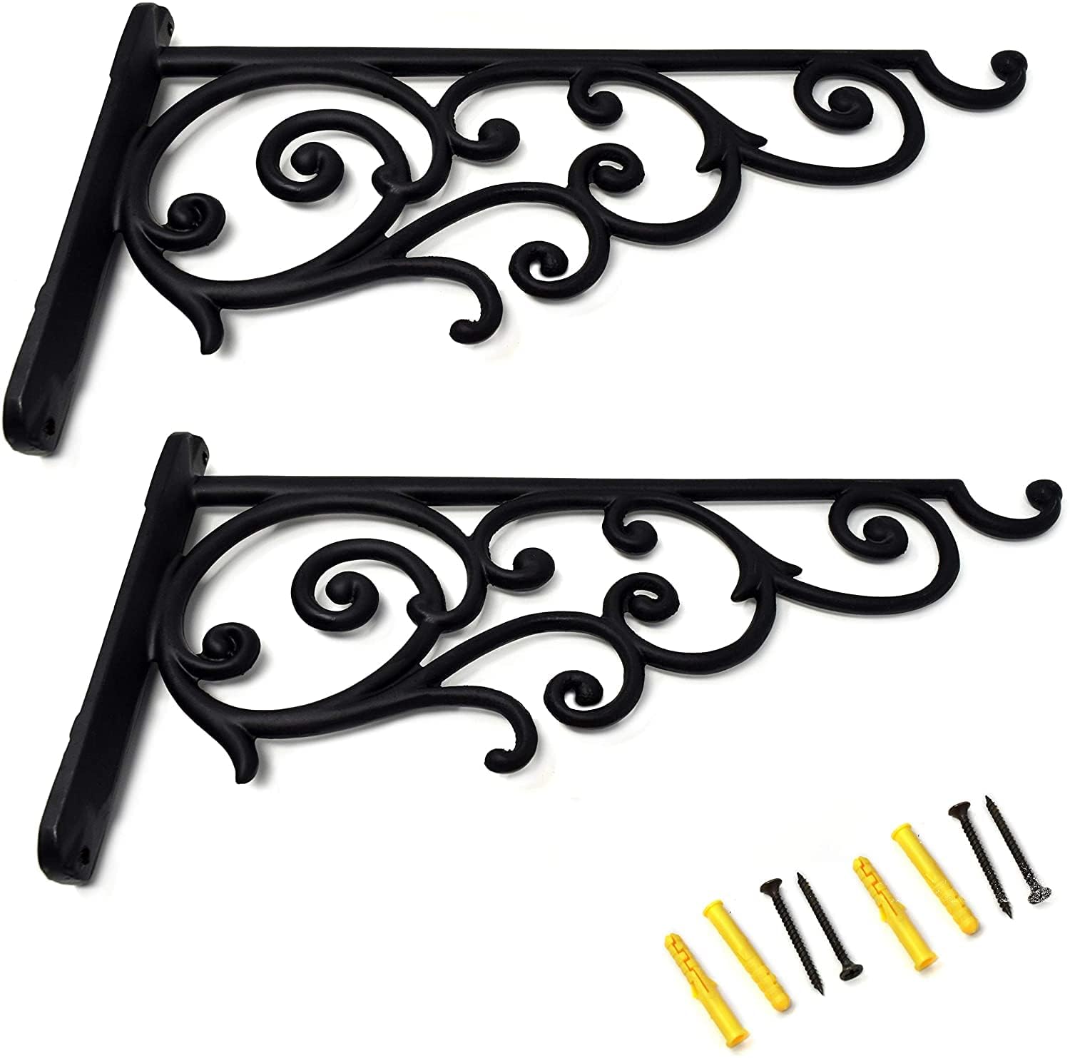 Elegant Metal Plant Stand - Black Scrollwork Bracket -6