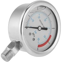 60mm Dial Air Hydraulic Pressure Gauge, 0-60 Bar / 0-6 MPa Dual Scale Manometer with 1/4" NPT Thread, Metal Case for Water, Air, Hydraulic Systems