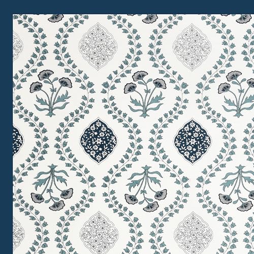 Image of BLOCKS OF INDIA 200TC Diwan Set Cotton 8 Piece | Deewan Printed Bedsheet Sets for Living Room Hall (Set of 8 Piece, 1-Bed Sheet | 2-Bolster Cover | 5-Cushion Cover (Royal Blue Motif)