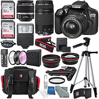 Canon EOS Rebel T6 DSLR Camera with 18-55mm, EF 75-300mm Lens, and Deluxe