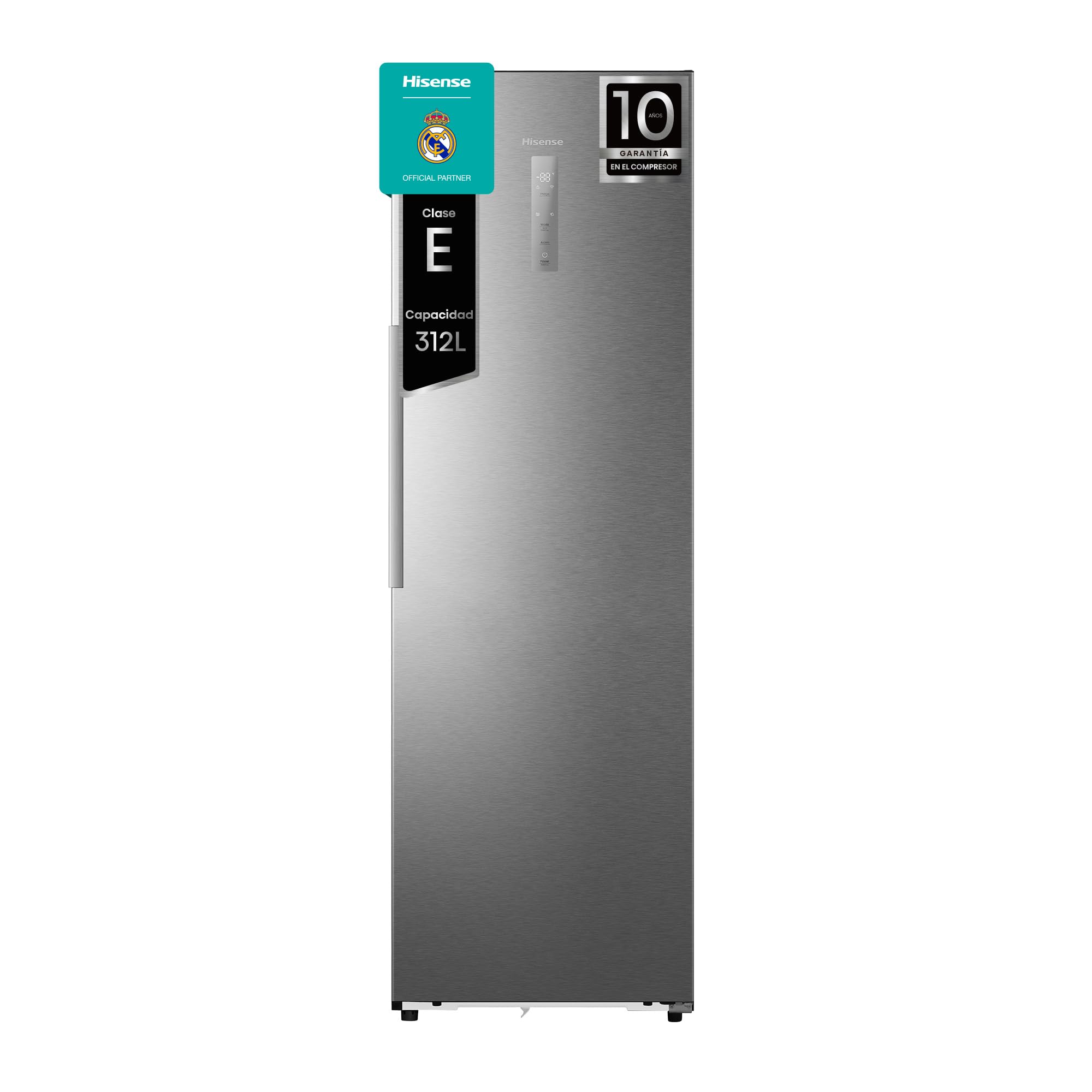 Hisense FT3K310SAIE - Congelador 1 Puerta De Libre Instalación Kitchen Fit, Class E, 312L, Alto 185.6 cm x Ancho 59.5 cm, Color Inox, Ventilación Inferior, Apertura de Puerta 90º, Metal-Tech Cooling