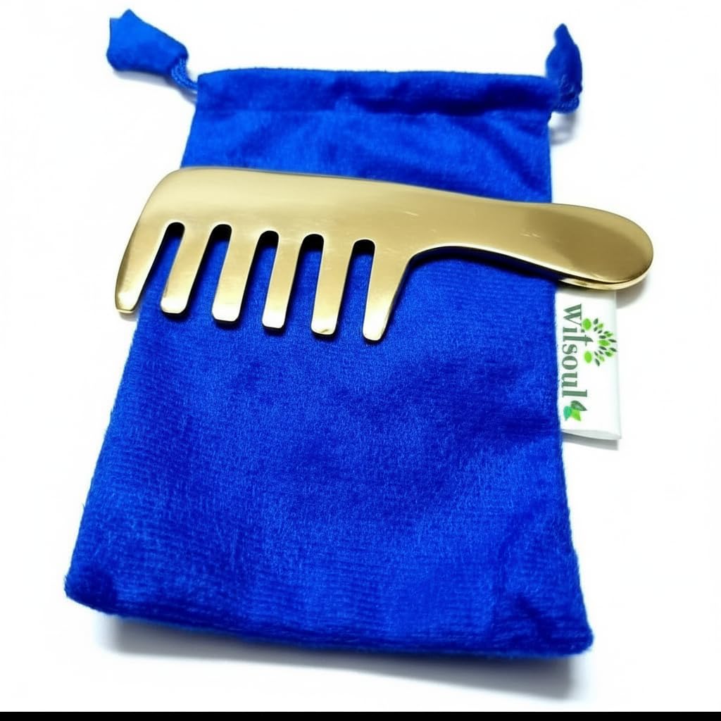 WITSOUL Kansa Comb Massage Tool - kansa Comb for Hair Fall/Growth/blood Circulation & Stress Relief Best for Head Massage (Handle Comb)-image-15