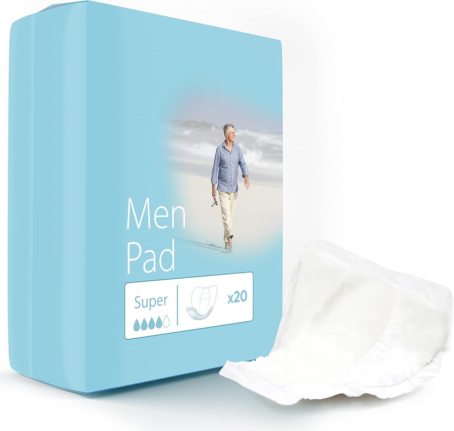 20 x Incontinence Pads Men with Adhesive Strip Provides Extra Protection and Maximum Dryness