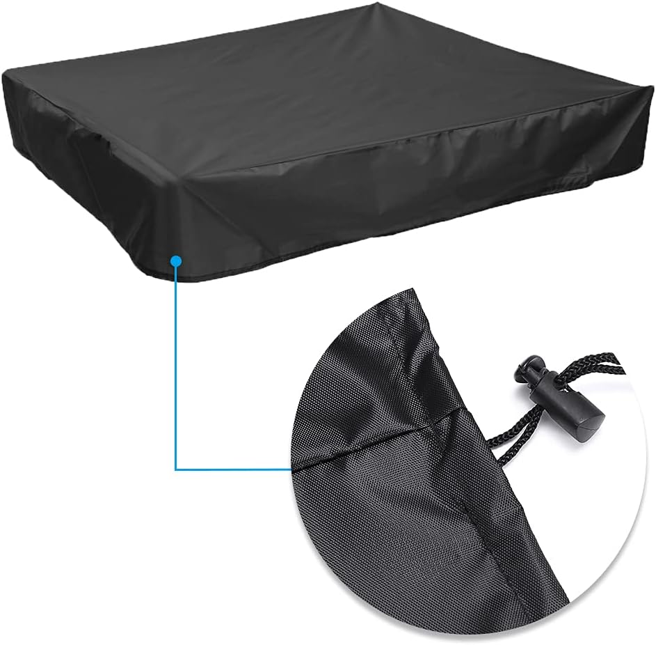 Sandbox Cover Waterproof with Drawstring Sandbox Protective Square with Elastic Dust Protection for Sandpit Pool Toys Indoor Outdoor Garden Black image 4