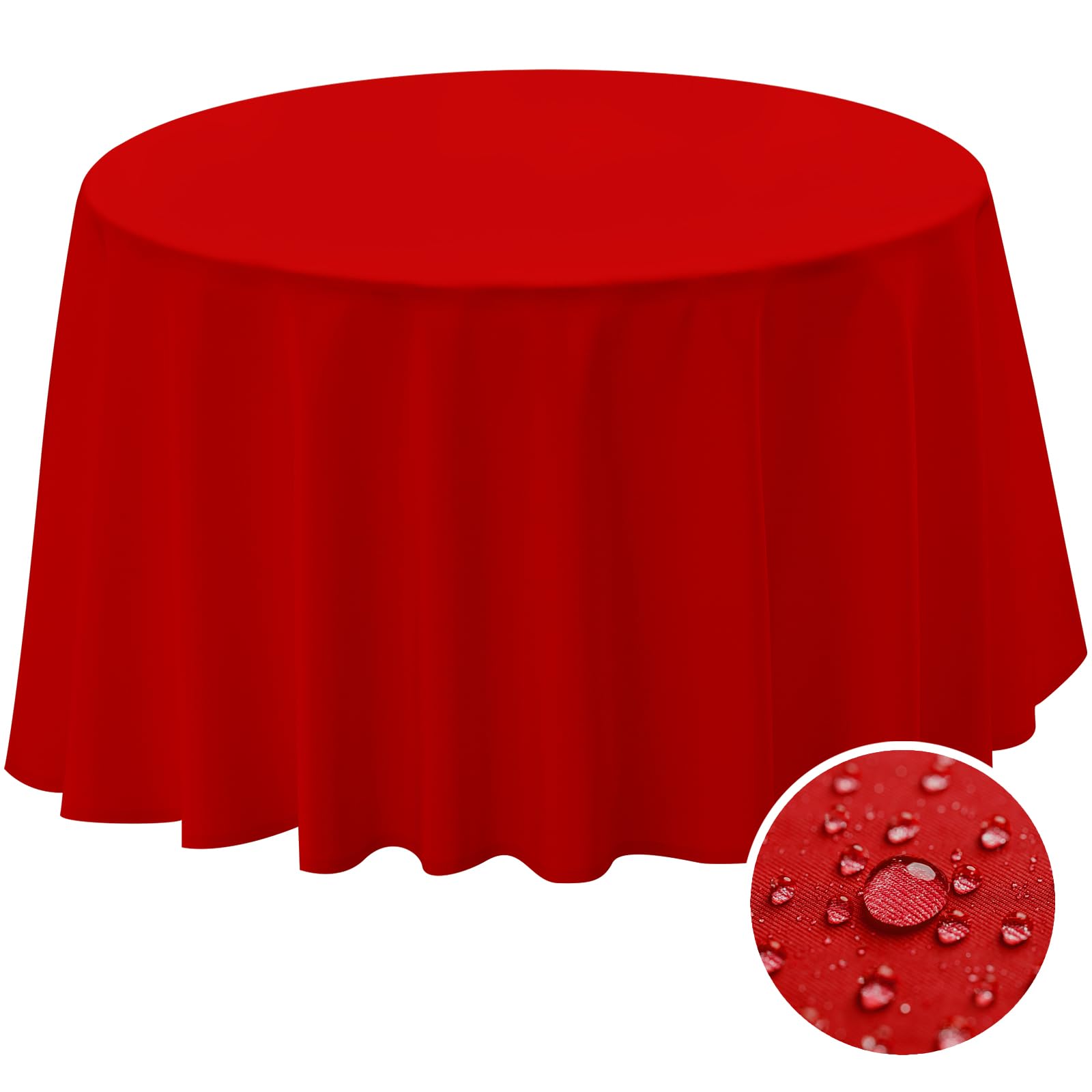 BYDOLL Table Cloth 70 Inch Round Tablecloth Fits Max60 Inch Diameter Table Top,Red Polyester Washable Wrinkle-Free Spillproof Tablecloth for Party