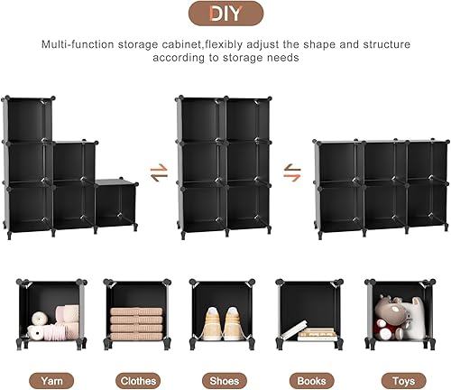 Miniatura 5 de Neprock Organizador de armario, 6 cubos organizadores de armario y almacenamiento, estantes de almacenamiento de armario portátiles, organizador de