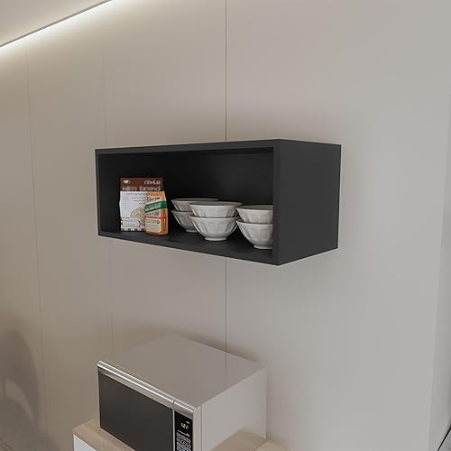 espidoo Estante de almacenamiento montado en la pared estante de pared de madera de 30 "x 12.5" con superficie resistente a los arañazos -