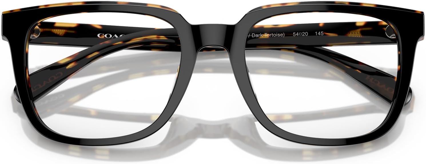 Coach Men's Hc6229u Universal Fit Square Prescription Eyewear Frames Black/Dark Tortoise/Demo Lens 54 Millimeters image 5 of 6 B0CBW5Z17X