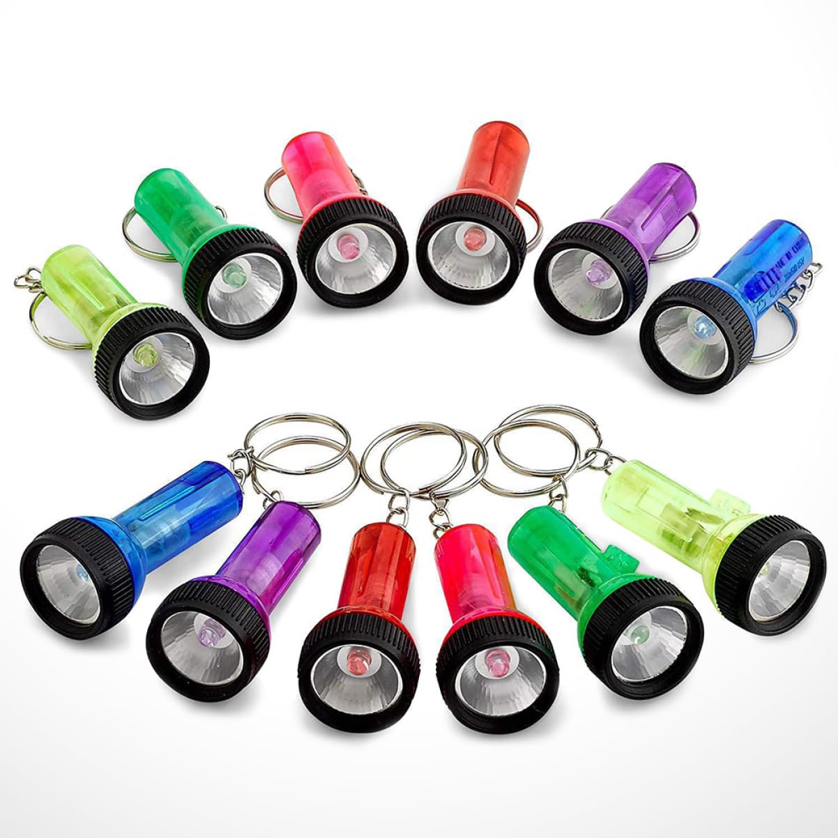Toddmomy 12Pcs Keychain Flashlight Portable Pocket Torch with Key Ring for Car Keys Bags and Everyday Use Mixed Colors