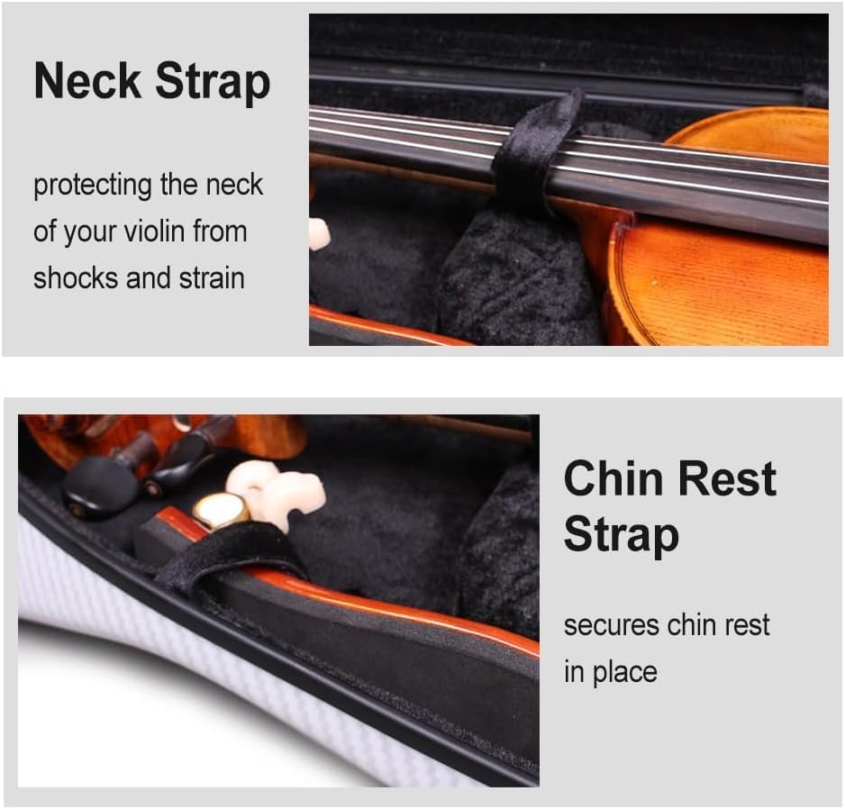 yinfente Violin Case 4/4 Full Size 1.9kg Carbon Fiber Half Round Shape Viloin Bag With Strap Combination Lock And Accessories Bag Grey