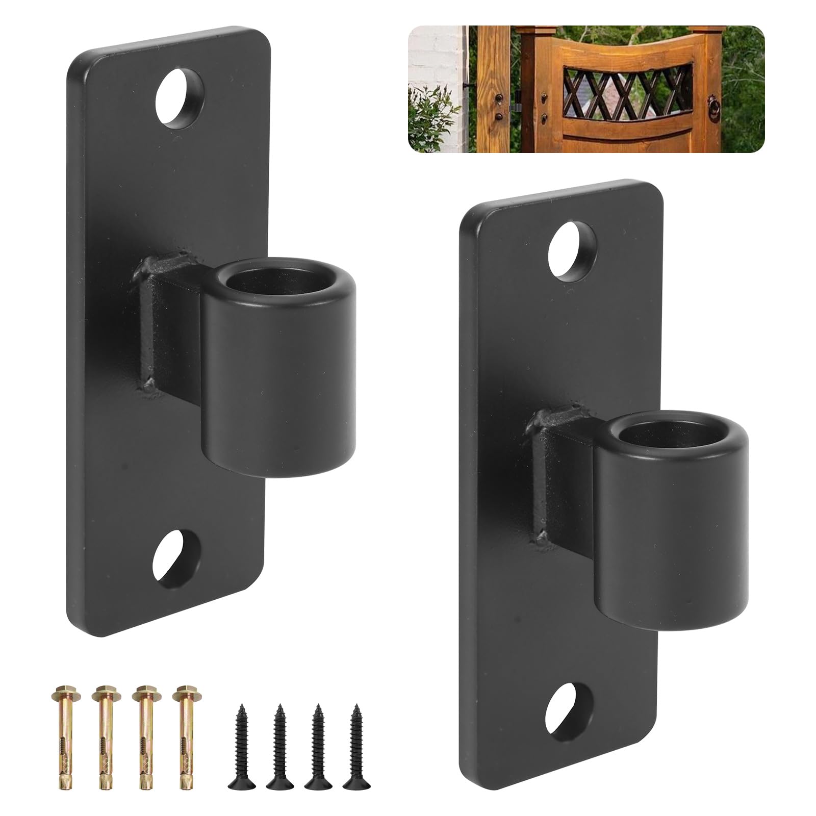2 Pack Heavy Duty Gate Hinges Black Wall Mount Gate Hinges fit 5/8" Hinge Pin for Fences Barns, Sheds, Black-2pcs Fit 5/8 Pin