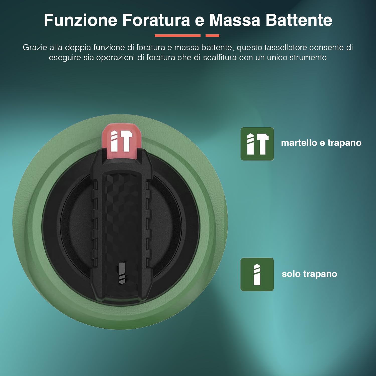 Avilia Tassellatore SDS a Batteria 20V senza Filo, Motore Bipolare, Doppia Funzione Foratura e Massa Battente, Mandrino SDS-Plus, 2 Velocità, Batteria Non Inclusa