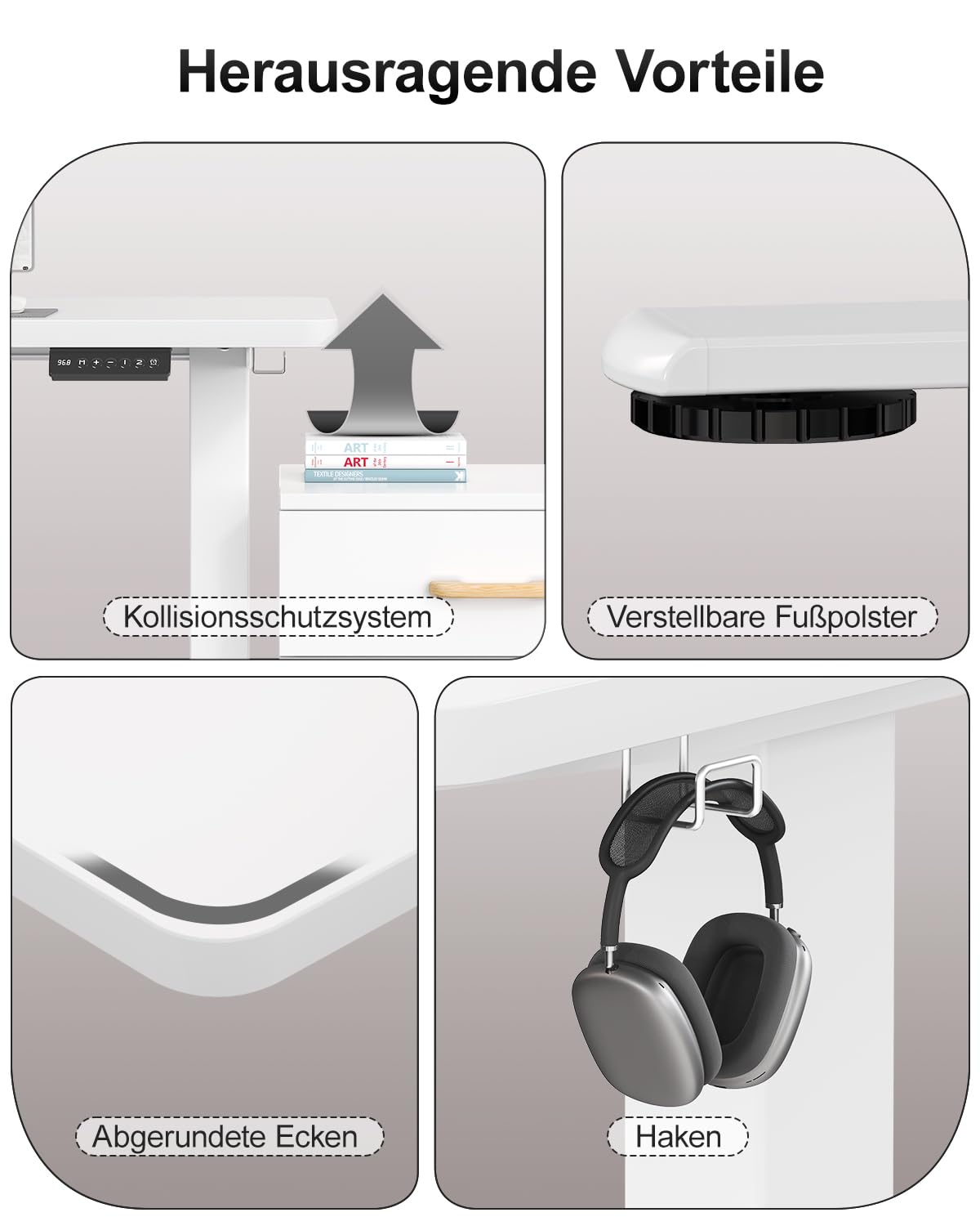Airfish Höhenverstellbarer Schreibtisch 80x60cm, Kinder Schreibtisch Höhenverstellbar Elektrischer mit Memory-Funktion, Bürotisch Höhenverstellbar für Home Office Steh-Sitz Tisch Standing Desk Weiß