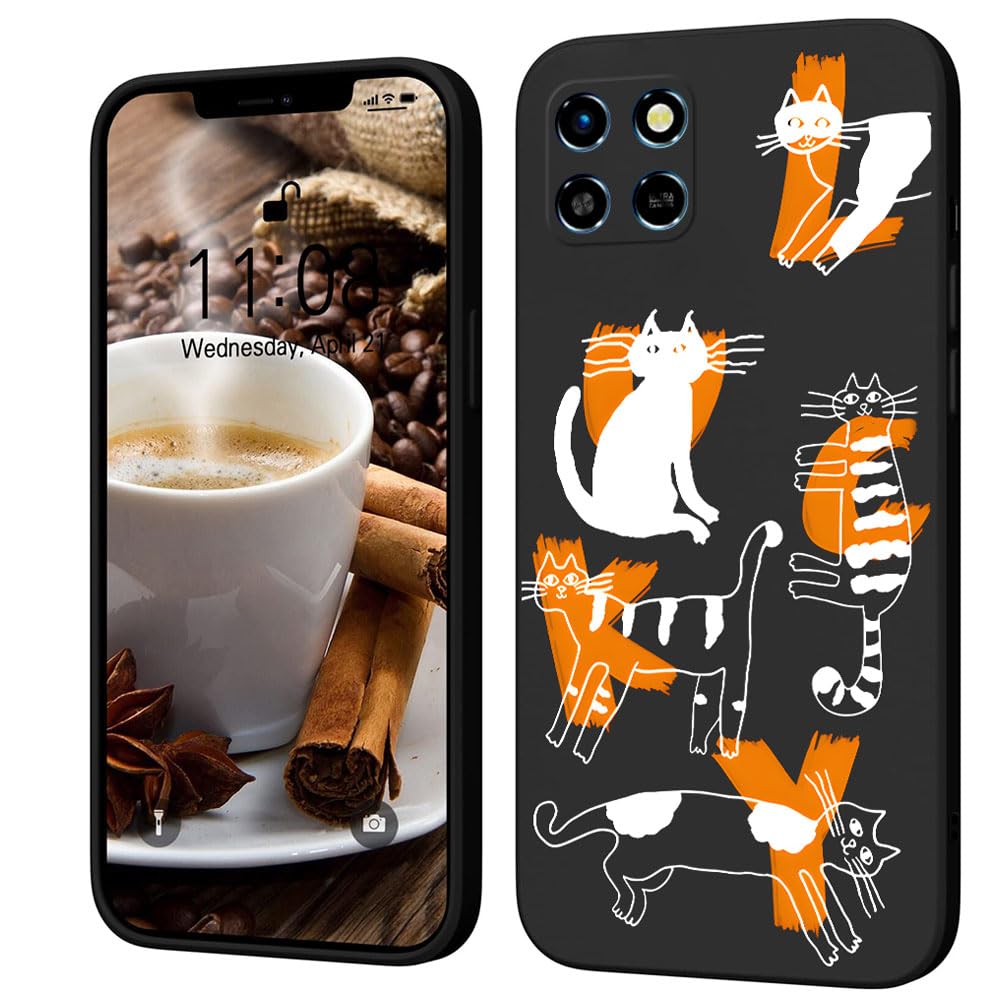 Creative Cartoon Silicone Soft Case Compatible with Infinix Smart 6 HD/X6512, [Cat Pattern] Anti fall Protective Cover,Black