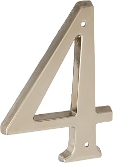 Baldwin 90674055# 4 House Number, Lifetime Bright Nickel