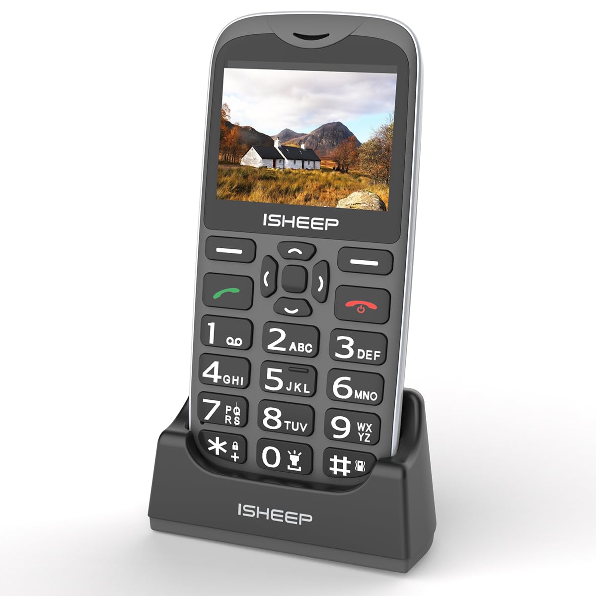 ISHEEP Telefono cellulare quad-band, gsm, tasti grandi per anziani, sbloccato, senza sim inclusa,D210 nero