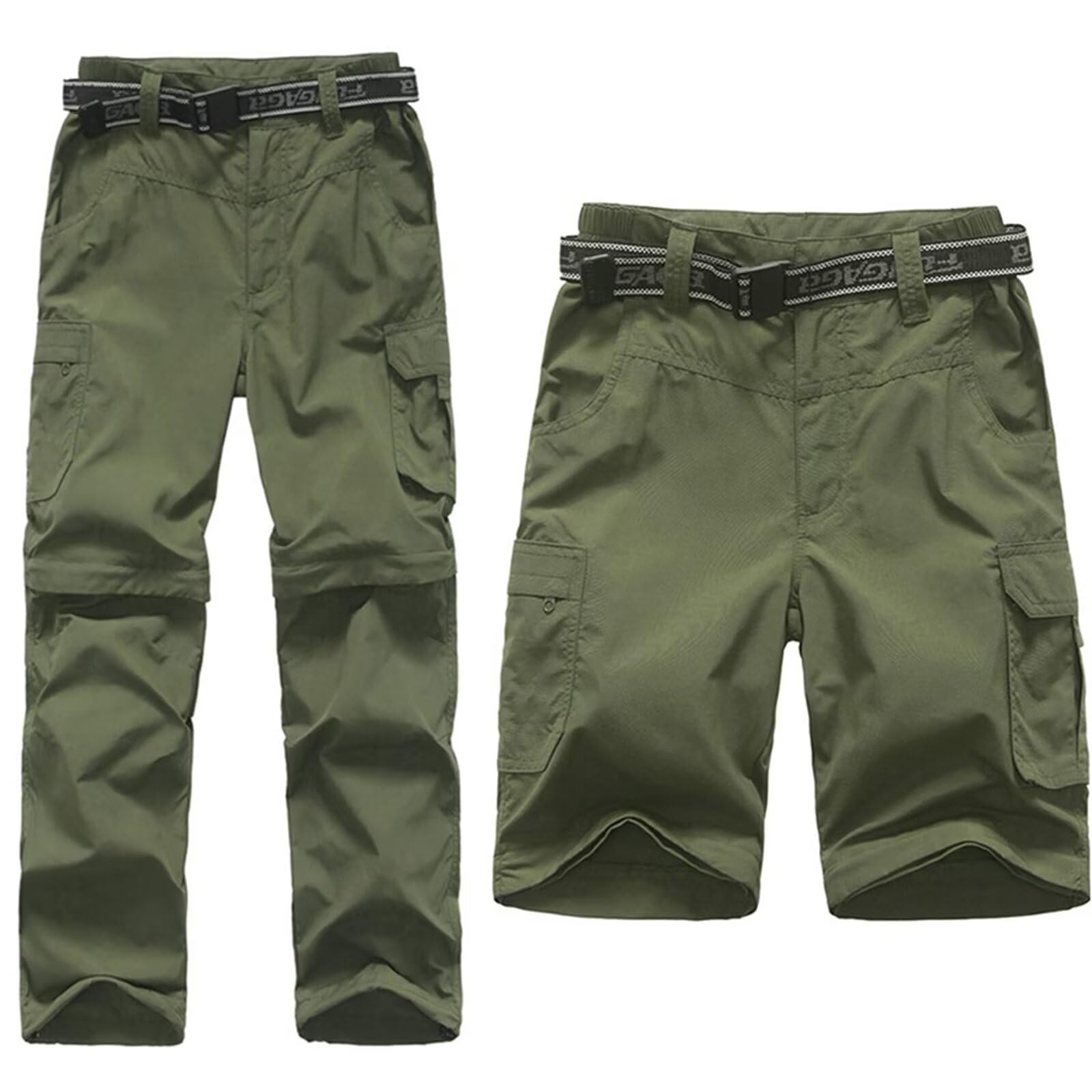 Pantaloni da trekking convertibili da ragazzo, leggeri, ad asciugatura rapida, con cerniera, per bambini e ragazzi, per attività all'aperto, UPF 50+, pantaloni cargo casual