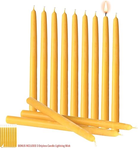 Miniatura 1 de Velas cónicas de cera de abejas 100% natural, pura, refinada, sin perfume y decorativas, con algodón libre de químicos, paquete de 12 unidades BOUNS