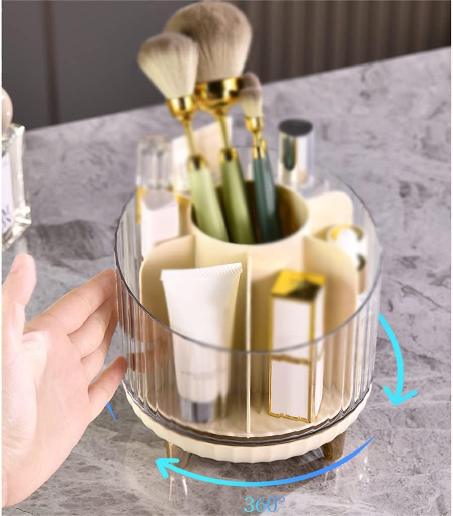 FMURY Rotating Makeup Brush Organizer Desktop Compartment Lipstick Eye Shadow Eyebrow Pencil Loose Powder Brush Dressing image 4