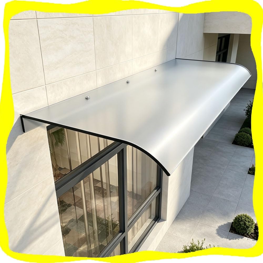 Abri Banne Entrée, Auvent De Porte Et Fenêtres Transparent | 50x80cm Marquise En Polycarbonate Extérieure, Toit Abri Contre La Pluie Et UV Pour Patio(Frosted,80x50cm/31.5x19.7in)