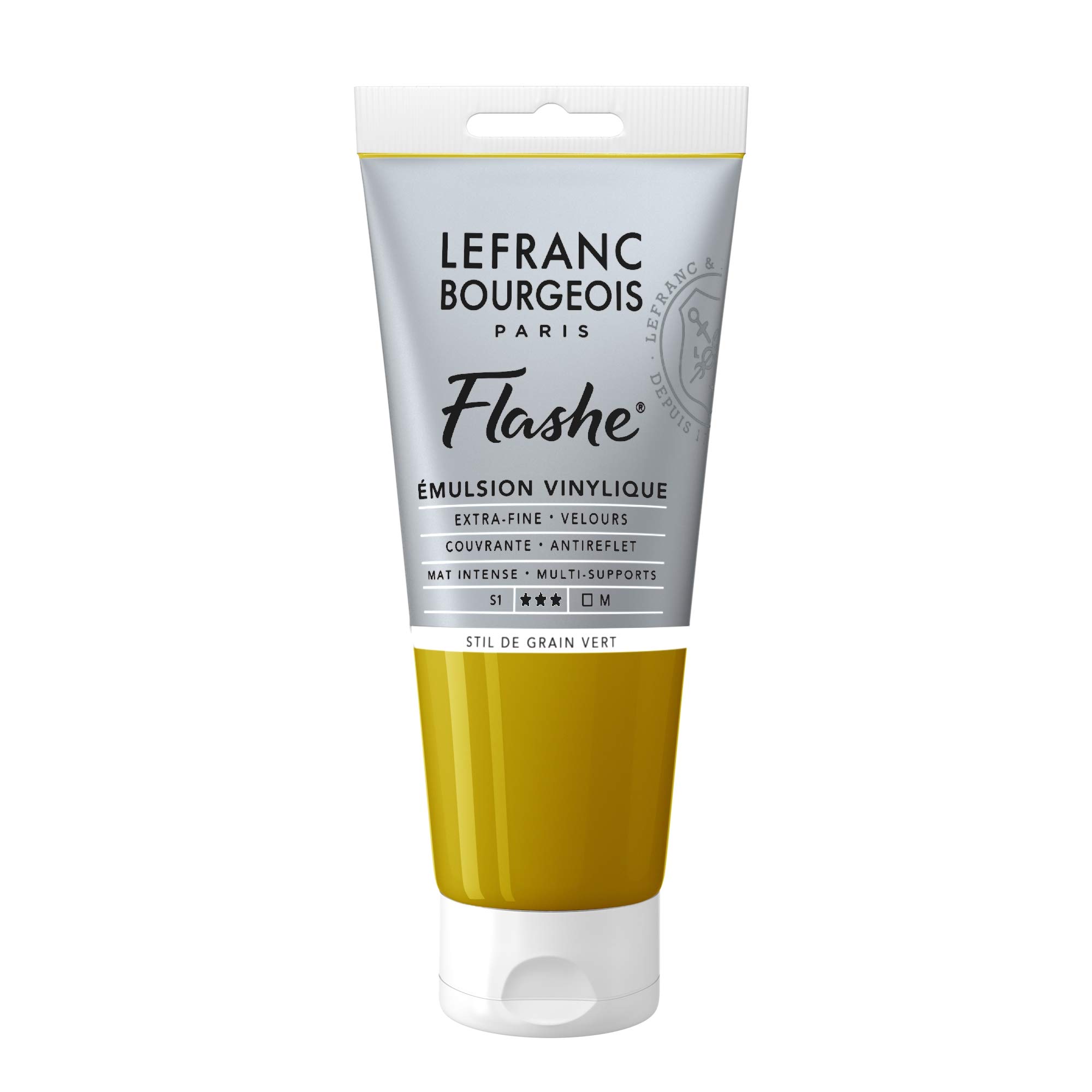 Lefranc Bourgeois Flashe, Extra-Fine Acrylic Vinyl Emulsion, Artists Quality, Stil De Grain Green, 80ml Tube