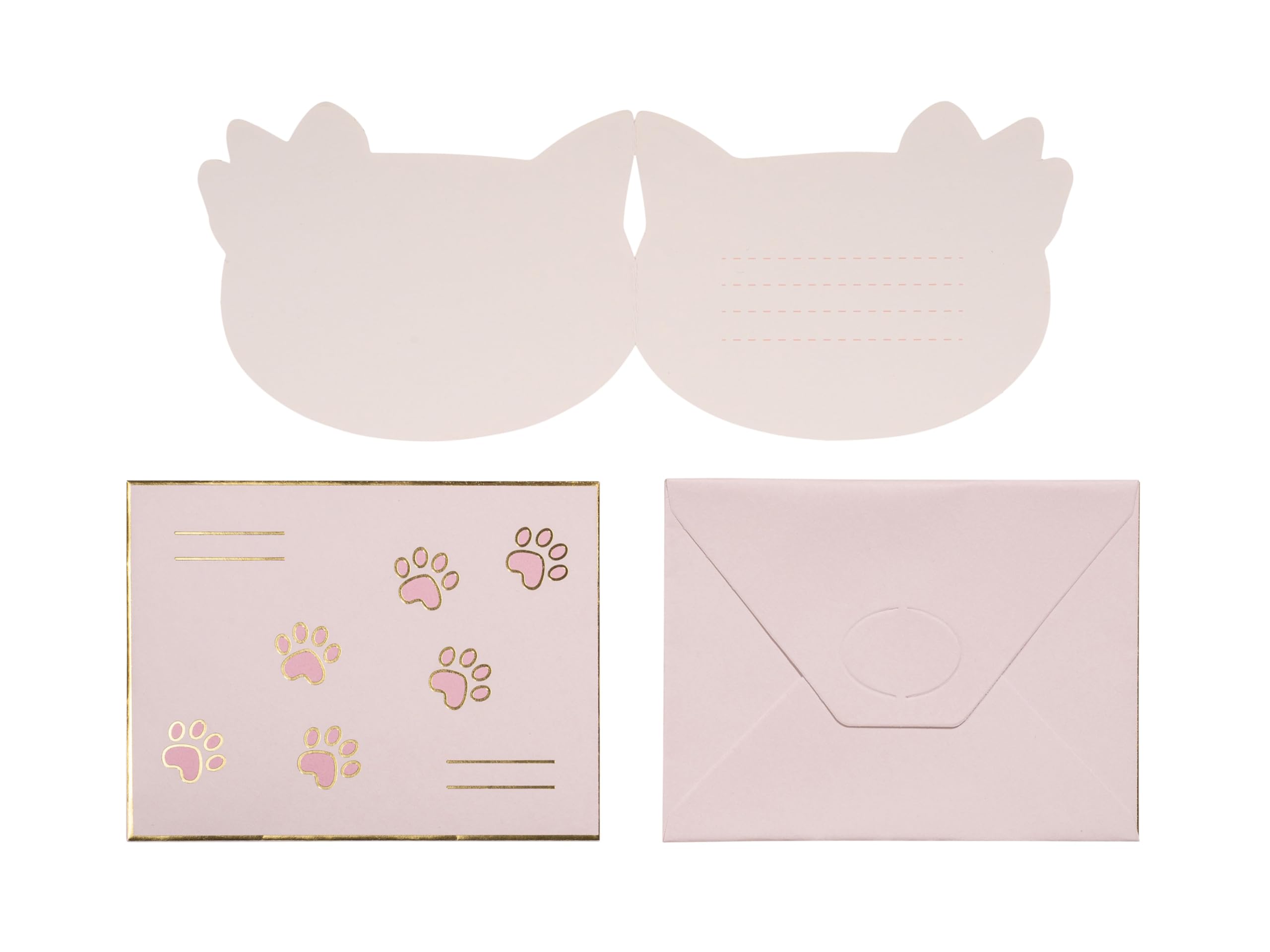 Lot De 12 Cartes D'invitation Pour 6e Anniversaire D'enfant, Sixième Anniversaire, Fille, Garçon, Chat, Avec 12 Enveloppes, 12 Sachets / Naturel, 12 Autocollants, 12 Marque-pages