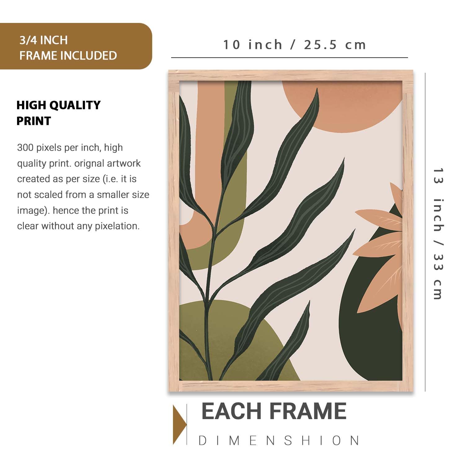 kotart Wood Painting For Wall Decoration - Modern Art Wall Decor Framed Painting For Living Room Bedroom - Framed Wall Posters/Paintings With Frame Set of 3 (Art 4, 10x13 inch) Product Image 2