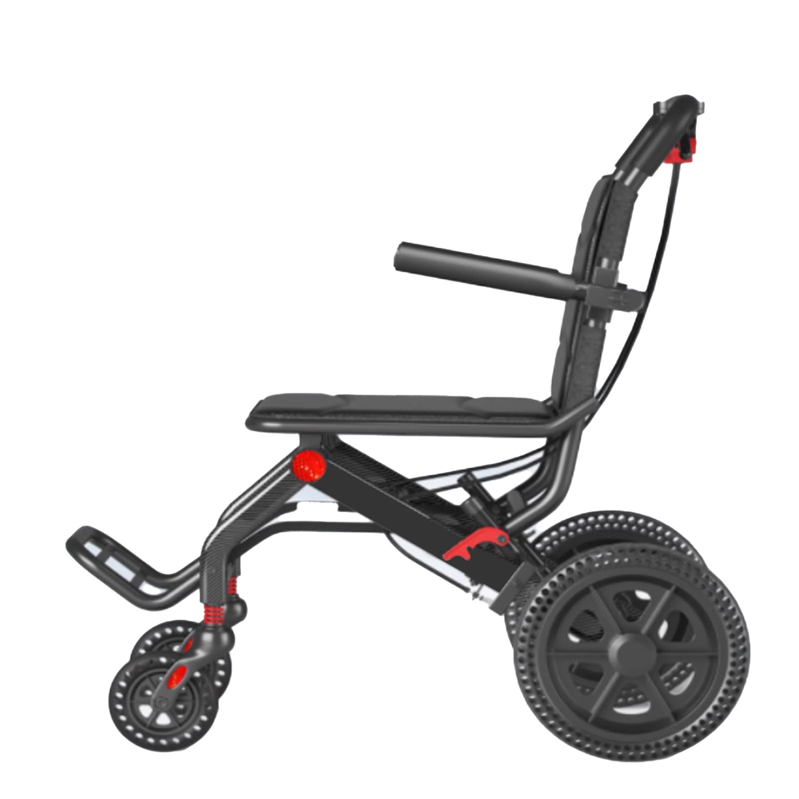Składane, lekkie aluminiowe wózki inwalidzkie, wózek inwalidzki tranzytowy z hamulcem, wózek inwalidzki podróżny, ręczny (42 cm/16,5 siedzenia, na co dzień)