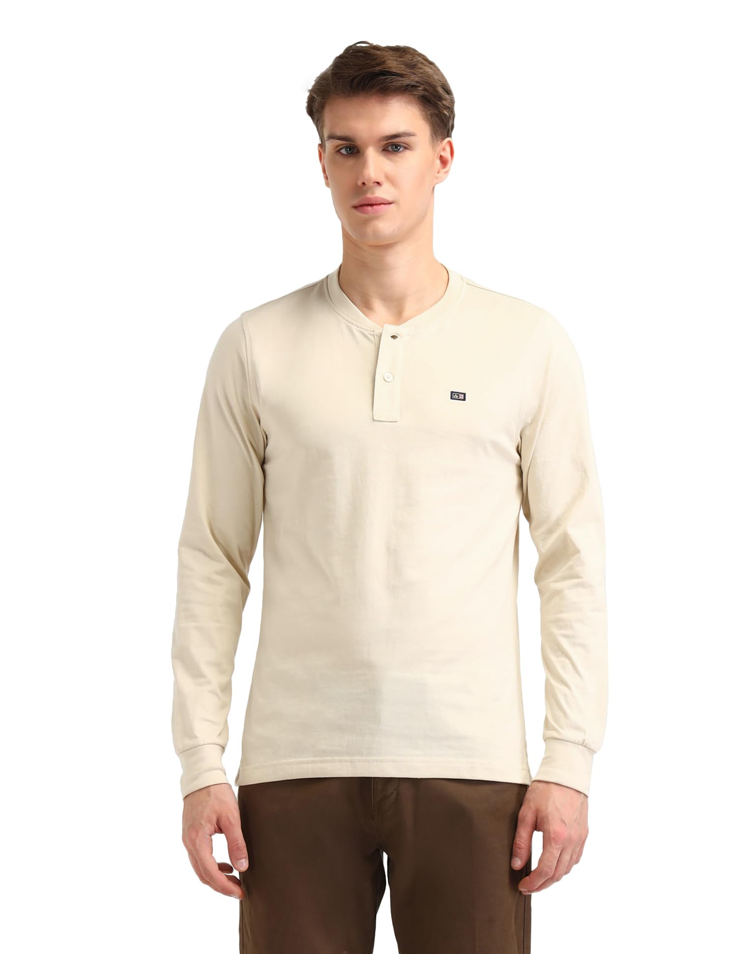 arrow sports Arrow Men's Solid Full Sleeves Regular Fit Henley Neck Cotton T-Shirt-picture-40