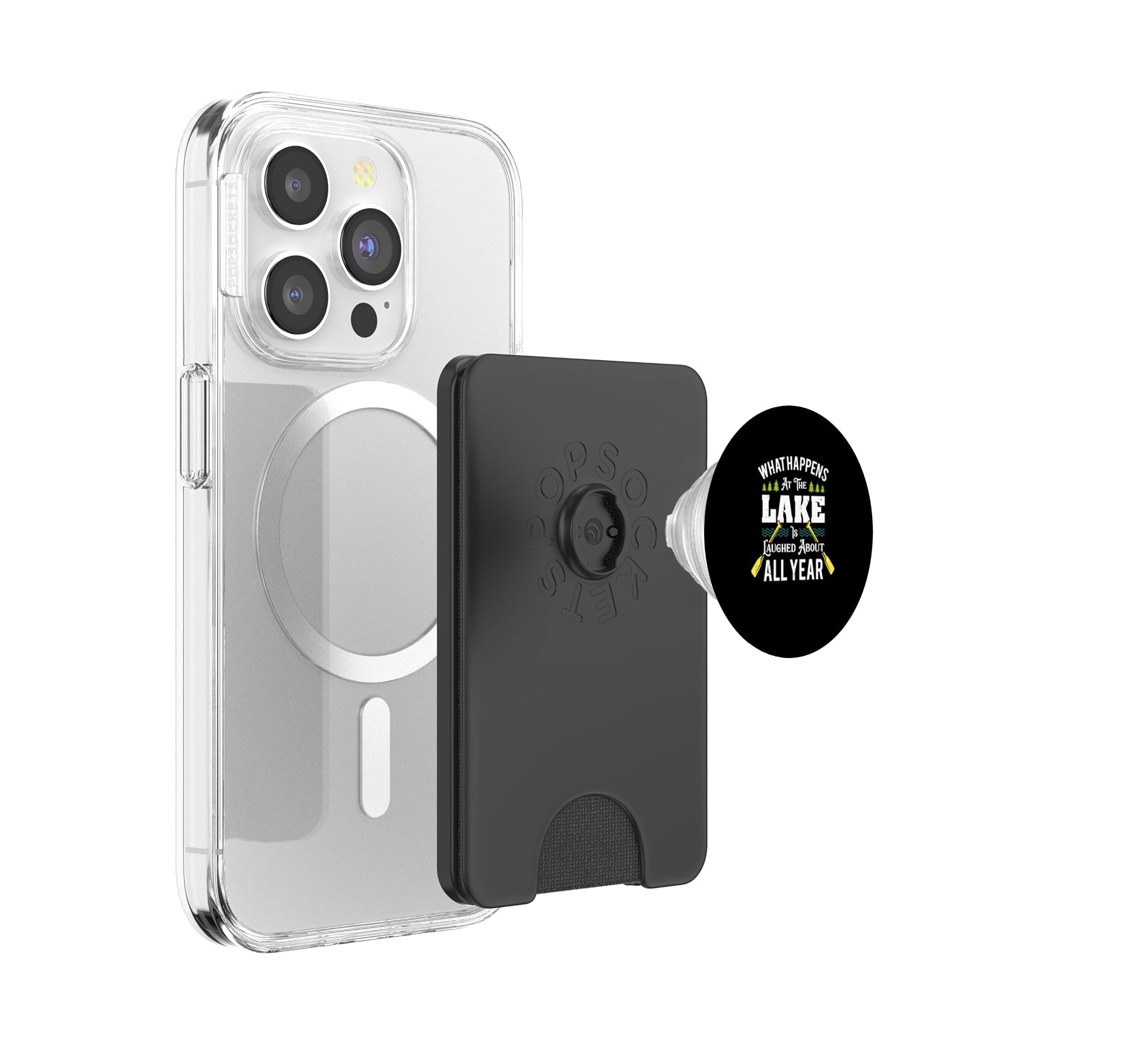Lo Que Sucede en el Lago se ríe Todo el año PopSockets PopWallet para MagSafe