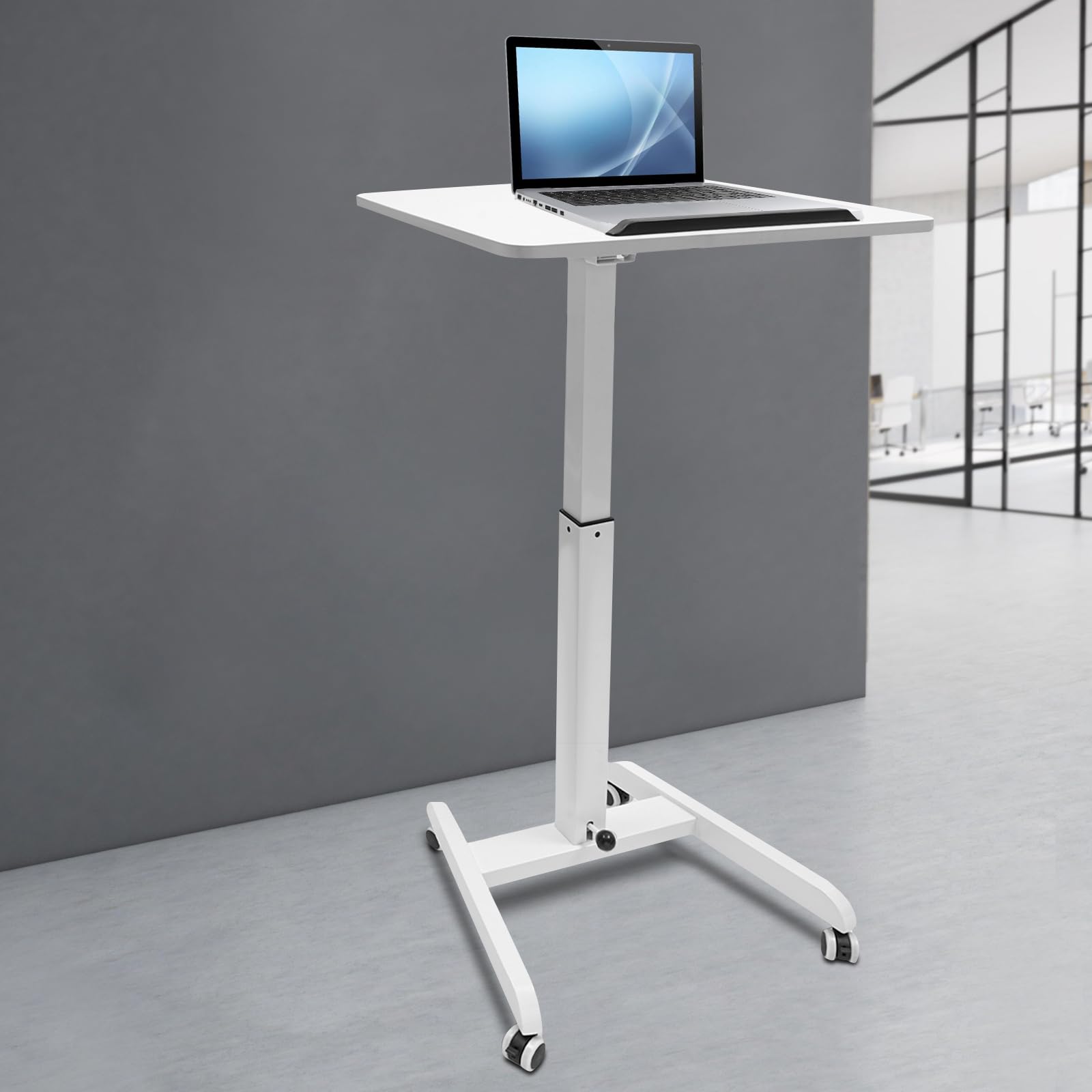 Adjustable Rolling Desk Mobile Standing Desk Height Adjustable Laptop Table with Locking Wheels 28-42 5 Inch Height Range — view 4
