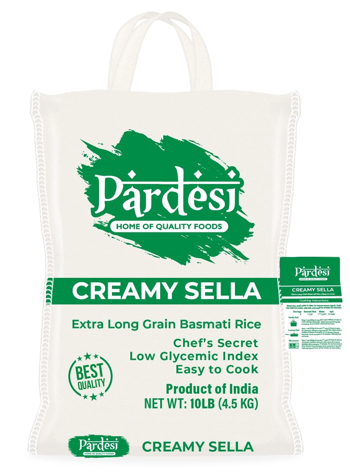 Pardesi Parboiled Basmati Rice 10lbs - Premium Sella Basmati Rice with Low Glycemic Index | Long Grain Sella Rice, Ideal for Health-Conscious Diets, Sell Rice Basmati 10lb Cholesterol Free