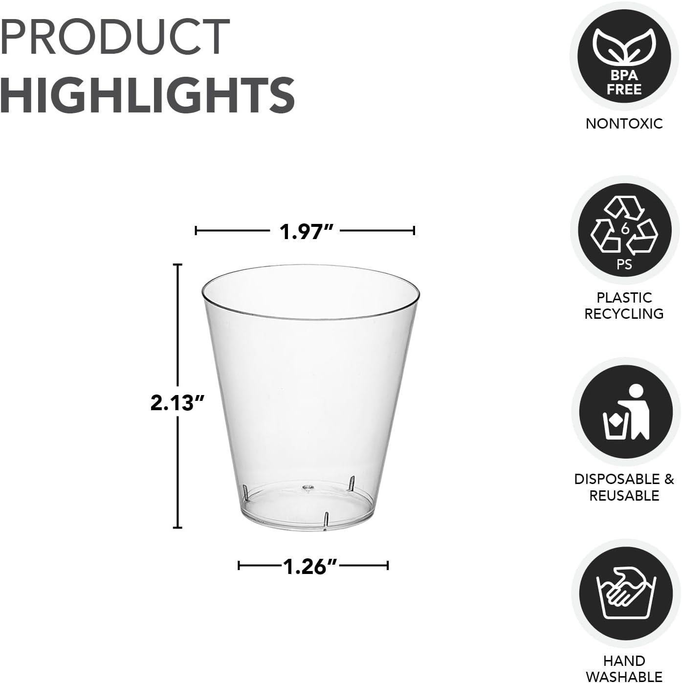 Party Essentials Disposable Hard Plastic Shot Shooter Glasses |Tasting Cups, 100-Count, 2-Ounce Clear - Image 2