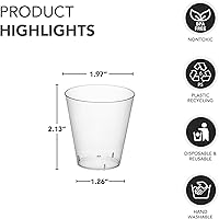 Vista 2 de Party Essentials Disposable Hard Plastic Shot Shooter Glasses Tasting Cups, 100-Count, 2-Ounce Clear