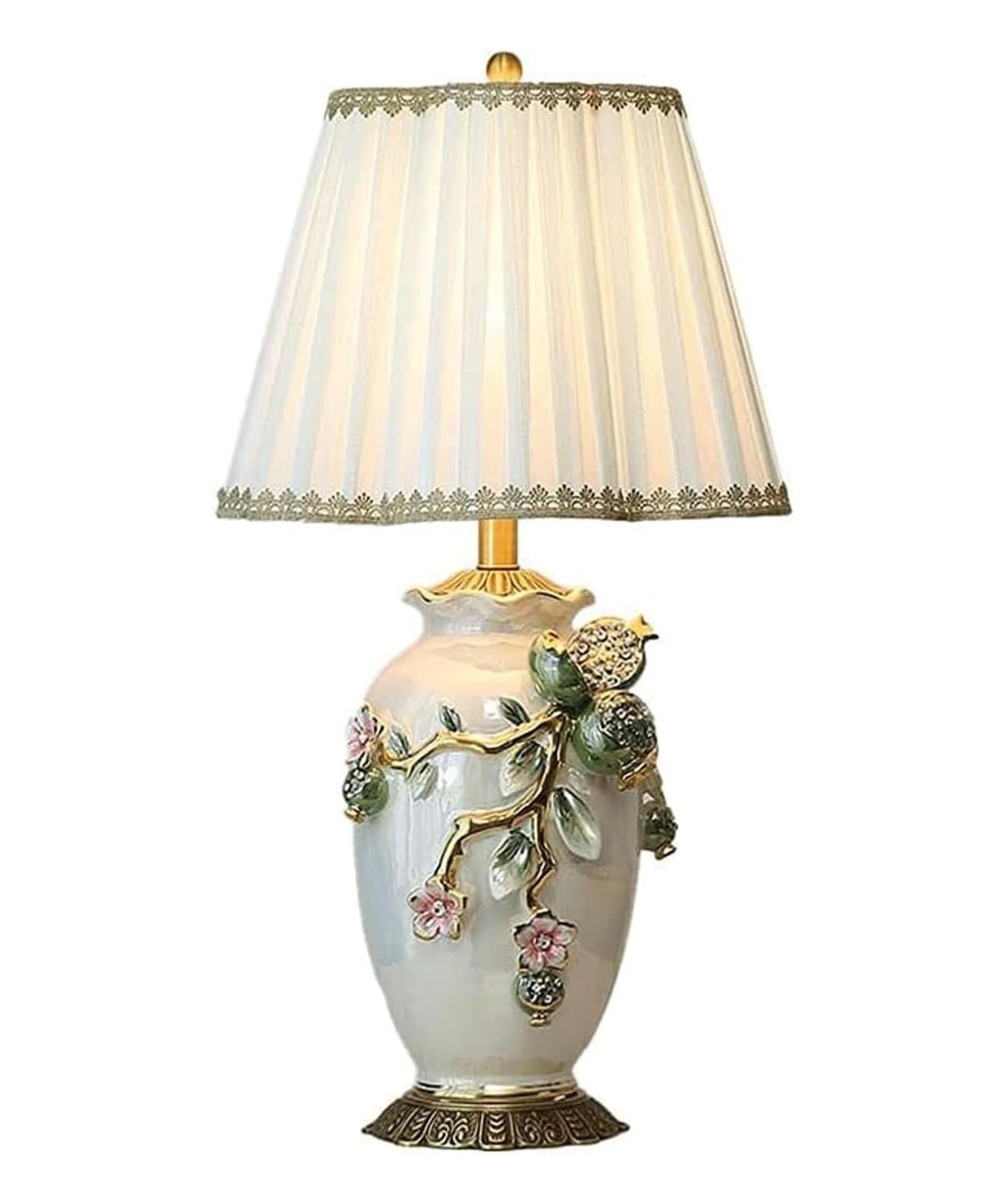 Lampada da Tavolo Lampade Luce Stile Comodino Ceramica Smalto Scintillante Comodino Paralume in Tessuto per Soggiorno Camera da Letto Scrivania (col