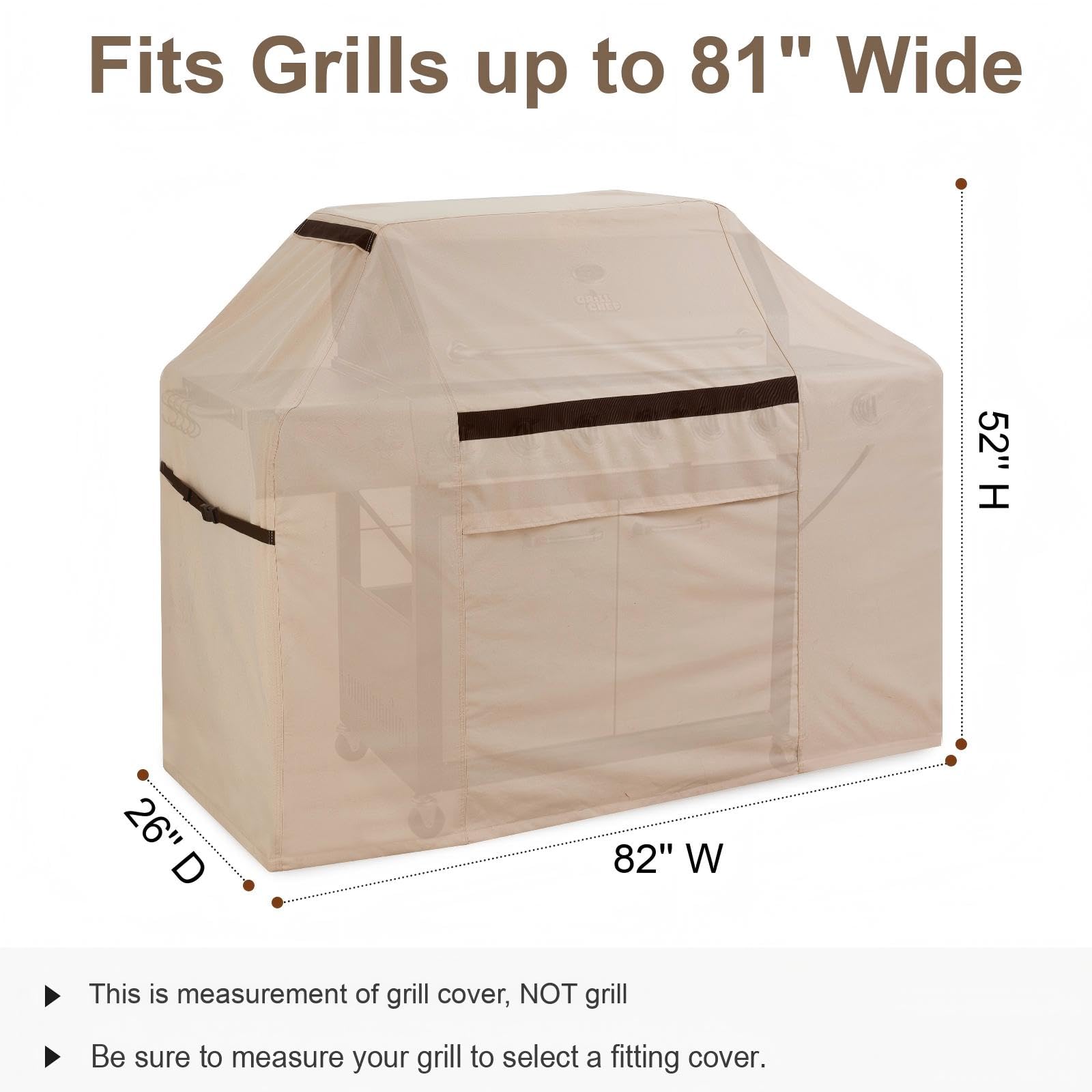 Große Grillabdeckung 82 Zoll 600D Wasserdicht Outdoor Oversize Grill Smoker Grill Abdeckung