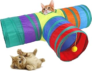 Túnel para gatos, interativo e interessante, túnel de 3 vias, melhora o relacionamento com animais de estimação, dobrável, melhora a curiosidade para animais de estimação em ambientes internos para pequenos animais de estimação para gatos
