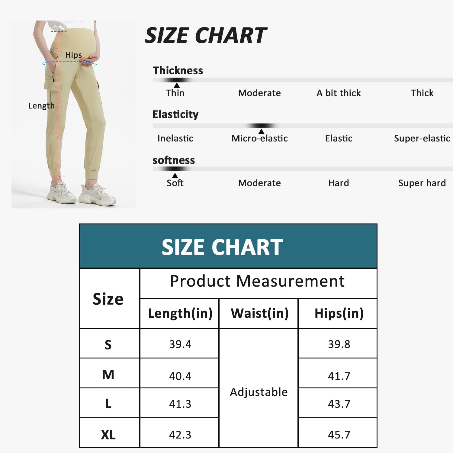 EXARUS Vêtements Grossesse, Pantalon Cargo de Maternité sur le Ventre, Pantalon de Jogging, Pantalon de Survêtement, Pantalon de Randonnée à Séchage Rapide avec Poches Zippées, Vert, Taille XL