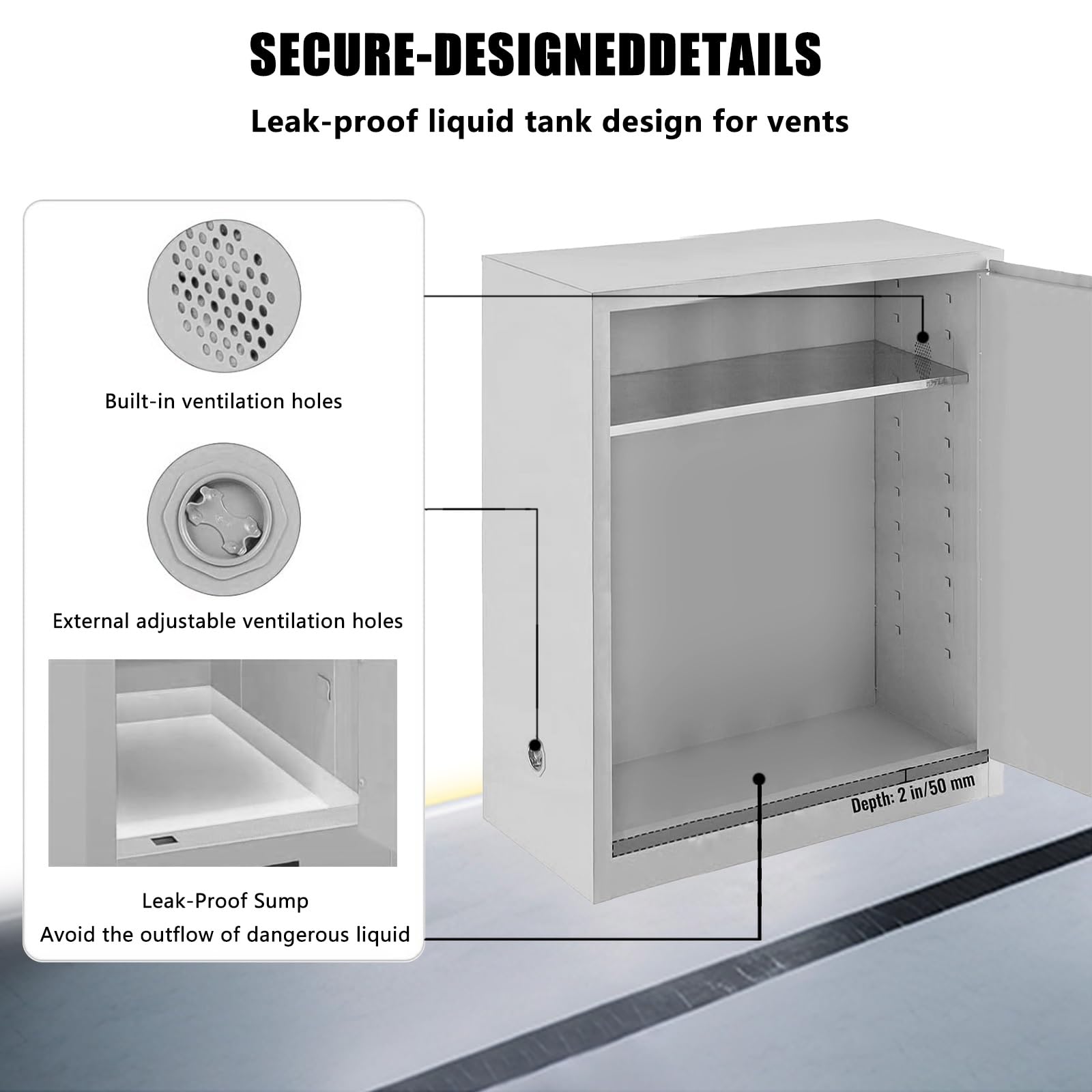 Armario de Almacenamiento de Productos químicos con Cerradura de combinación,165 x 109 X 46cm Armario de Almacenamiento de Productos inflamables,para hospitales, fábricas,Gris