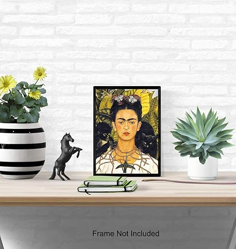 Miniatura 4 de Poster - 8x10 Mexican Art Wall Decor Picture Print for Bedroom, Living Room, Home, Apartment - Gift for Women, Woman Artist - Monkey, Cat,