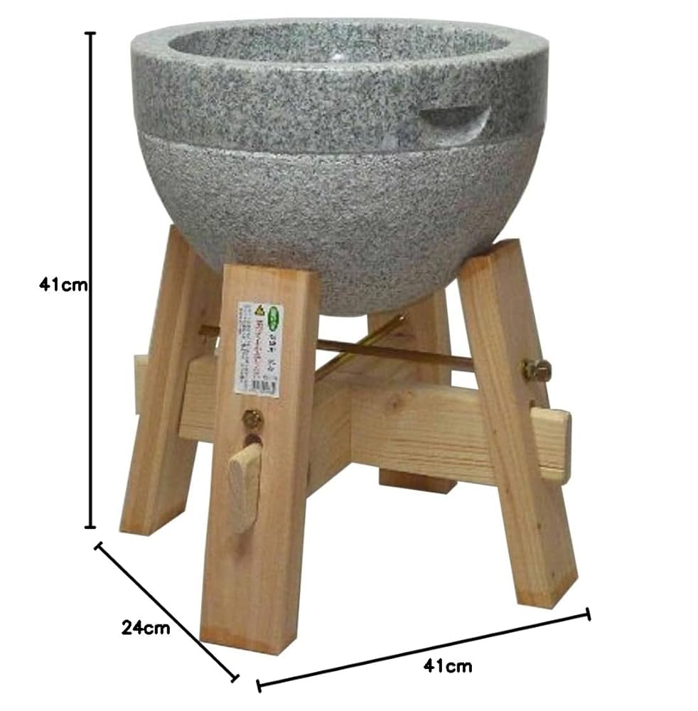 餅つき　石臼　大型　木製スタンド付き 楽天市場】【木台付き】 みかげ石 もち臼 3升用 木台付 餅つき