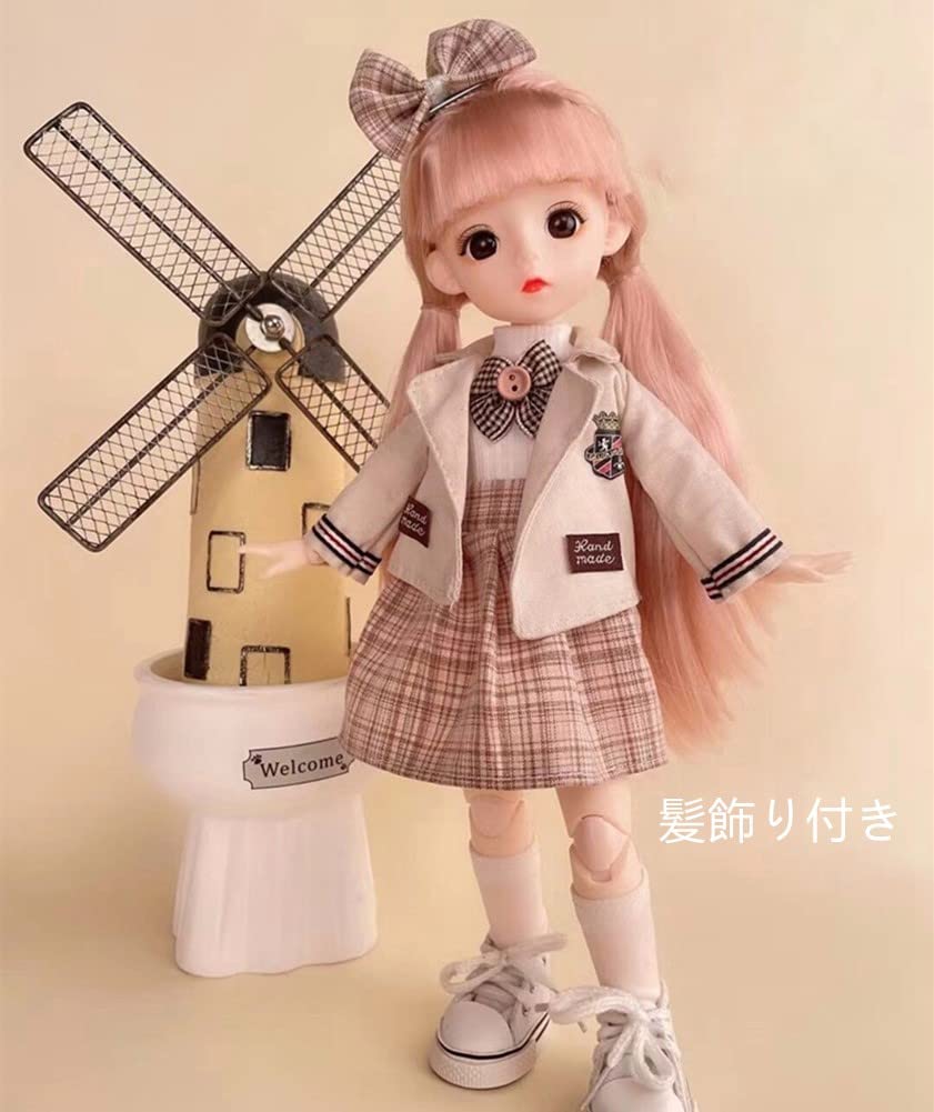 WY705 BJD 1/4 ドール 衣装 セーラー服 6点セット ハンドメイド BJD人形用衣装 セーラー服セット コート+帽子+ブローチ カレッジ