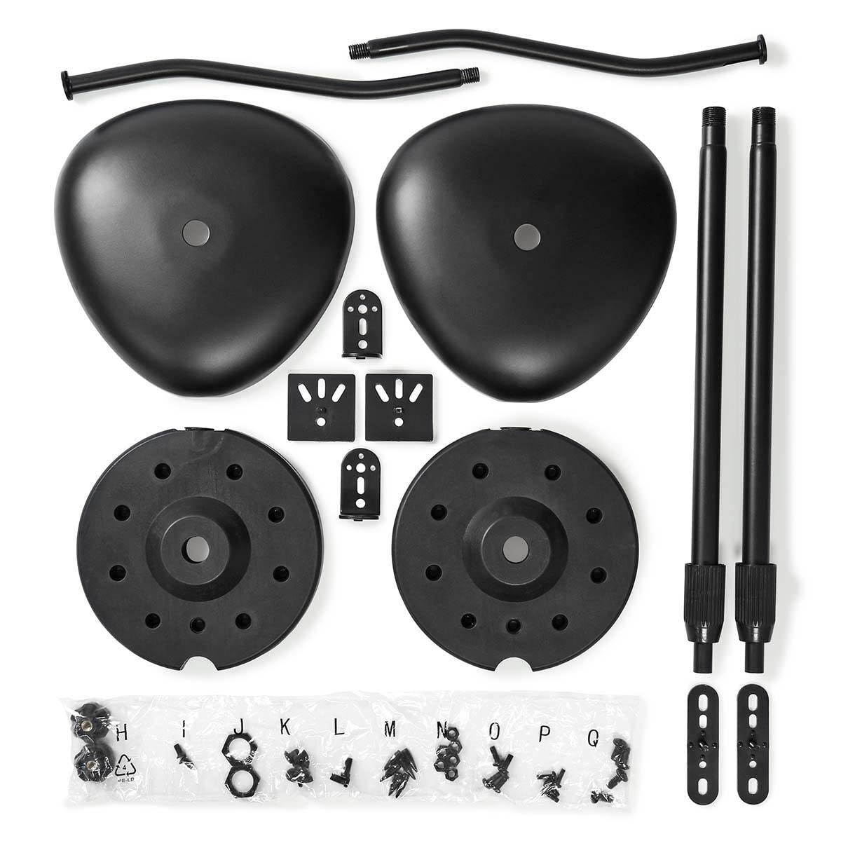 Nedis Soportes de pie para Altavoces, Altura de Embrague Manual 763-1036 mm, Carga máxima 4,5 kg, gestión de Cables, diseño Universal Negro Mate Ajustable para Altavoces satélite y estantería pequeña