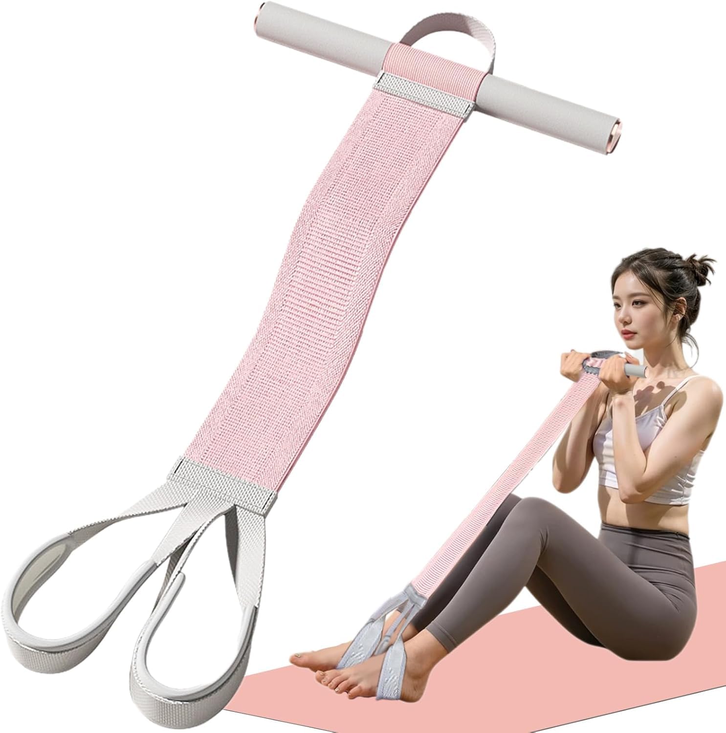 Fabric Resistance Band with Handles, 120lb Full-Body Excercise Band, Non-Slip Elastic Bands for Strength Muscle Training, Stretch Band Workout Equipment for Leg Arm Chest Core Wrist Ankle