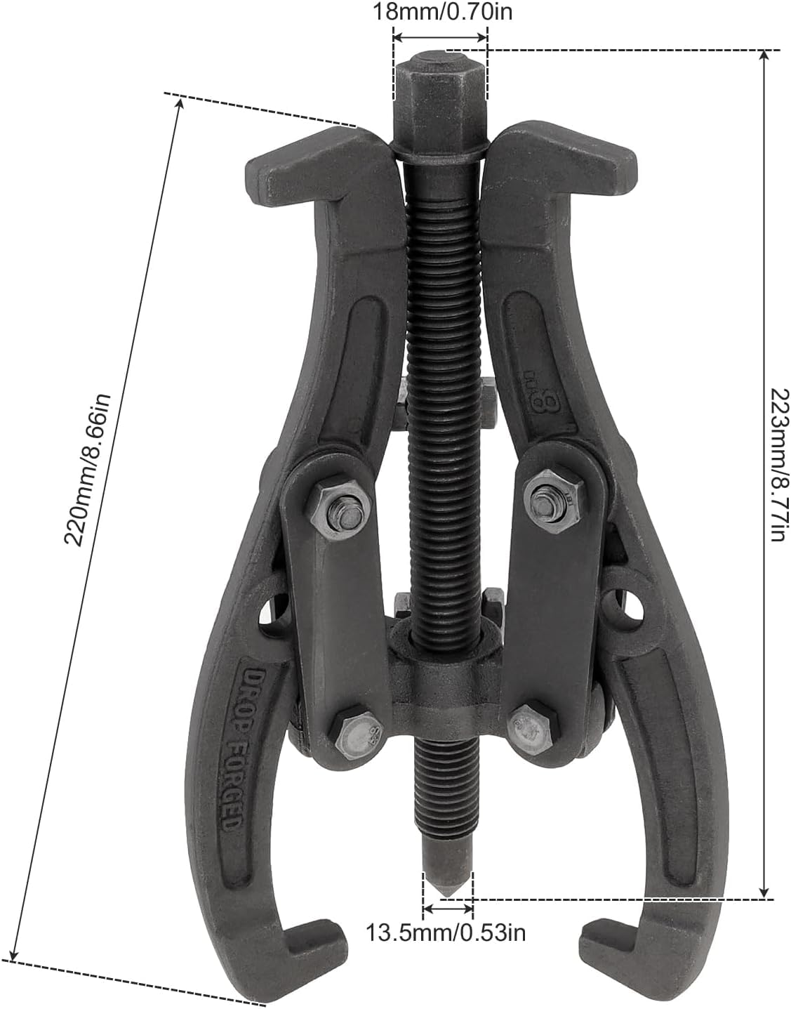 Kit de Extractor de cojinetes de 8 Pulgadas y 200 mm para extracción de poleas, Engranajes y Volantes con 3 mordazas, Juego de extractores de Engranajes Motor Tech de Alta Resistencia.