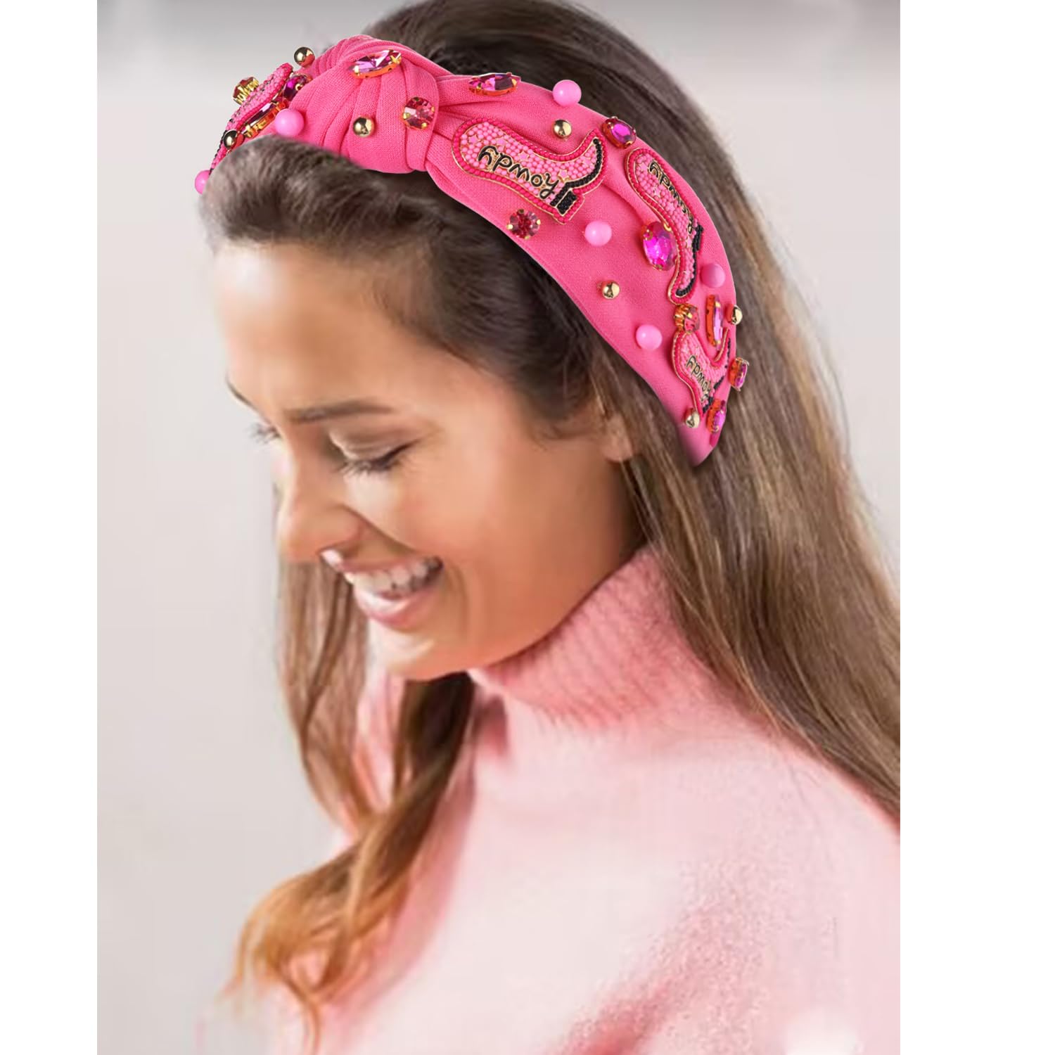 Cowgirl Rodeo Barbie Rhinestone Hot Pink Headband Western Hair Accessory Bling Amazon.com : Western Cowgirl Headband Accessories for Women  main image 2