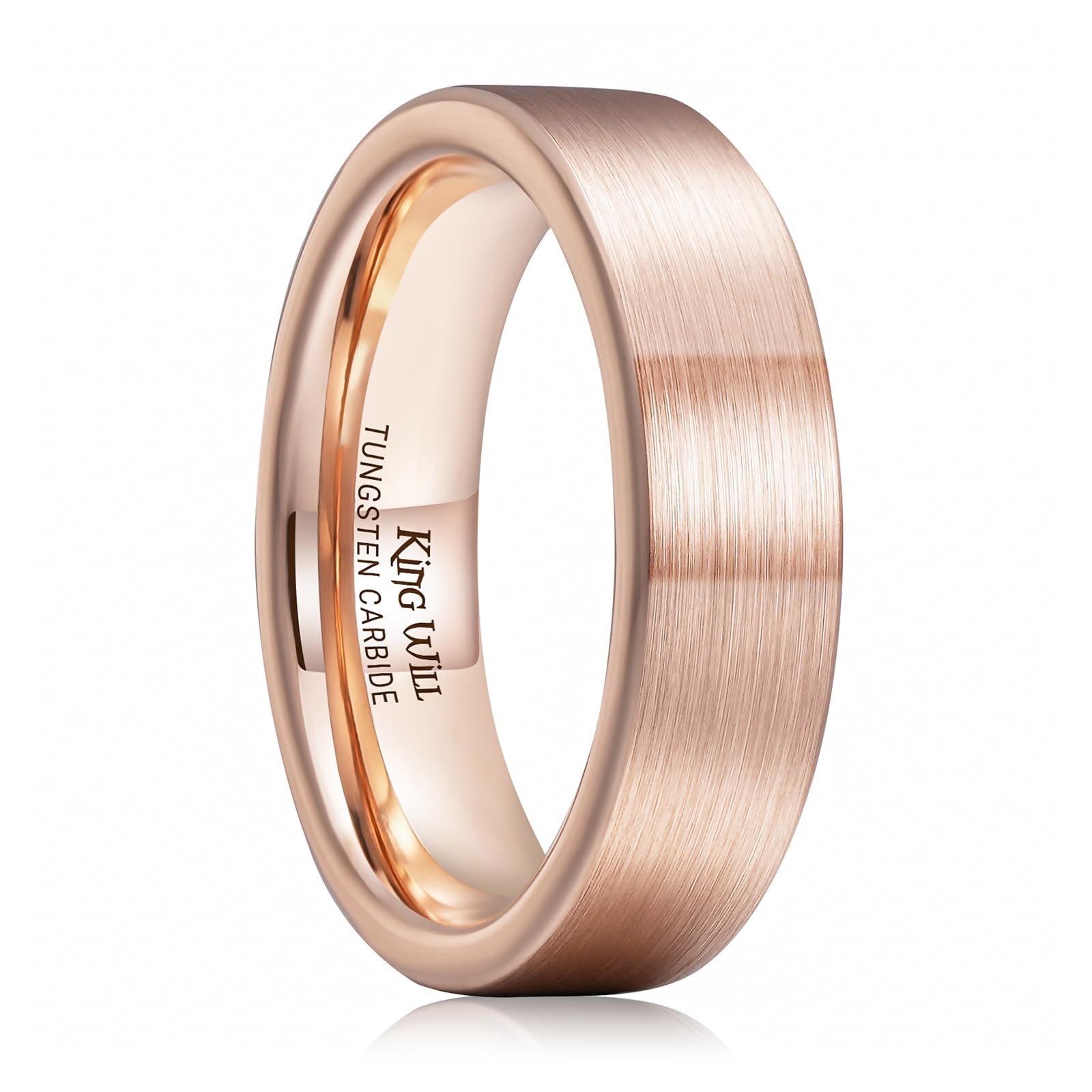King Will Basic Gold/Rose Gold/Brown Plated Tungsten Wedding Band for Men/Women, 2mm/4mm/6mm/8mm/10mm/12mm Width Band Rings, Pipe Cut Matte Brushed Finish Cigar Band Ring Comfort Fit